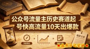 公众号流量主之历史赛道，起号快+高流量，10天就能出爆款！-流年日记