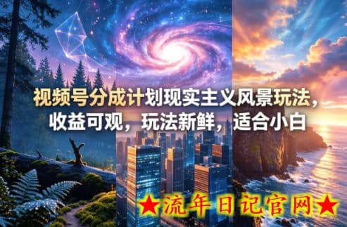 视频号分成计划现实主义风景玩法，收益可观，玩法新鲜，适合小白