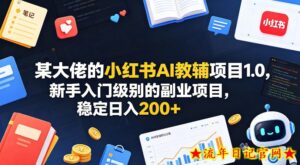 某大佬的小红书AI教辅项目1.0，新手入门级别的副业项目，稳定日入200+-流年日记