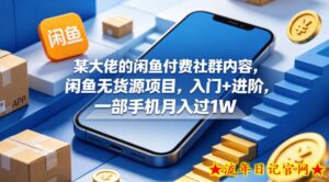 某大佬的闲鱼付费社群内容，闲鱼无货源项目，入门+进阶，一部手机月入过1W-流年日记