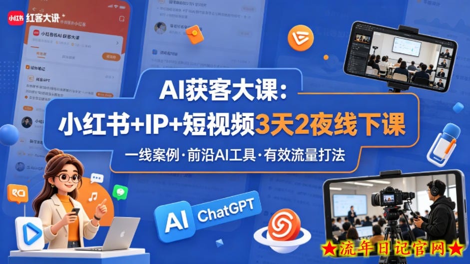 AI获客大课小红书+IP+短视频3天2夜线下课，用最真实的一线案例，最前沿的AI工具，最有效的流量打法（完整版）