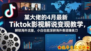 某大佬的4月最新Tiktok影视解说变现教学，解锁海外流量，小白也能深耕海外赛道賺美刀（更新）-流年日记