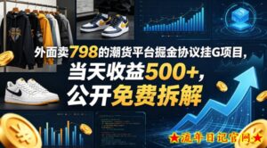 外面卖798的潮货平台掘金协议挂G项目，当天收益500+，公开免费拆解【揭秘】-流年日记