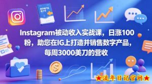 Instagram被动收入实战课，日涨100粉，助您在IG上打造并销售数字产品，每周3000美刀的营收【原创双语字幕】-流年日记