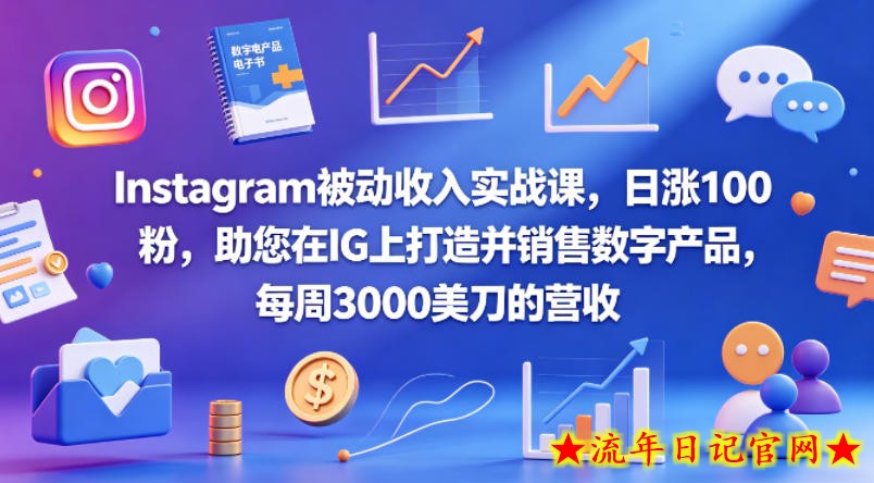 Instagram被动收入实战课，日涨100粉，助您在IG上打造并销售数字产品，每周3000美刀的营收【原创双语字幕】