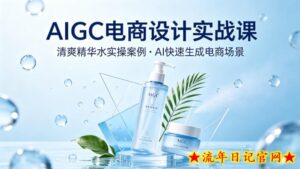 AIGC电商设计实战课，以清爽精华水为实操案例，教你用AI快速生成电商场景-流年日记