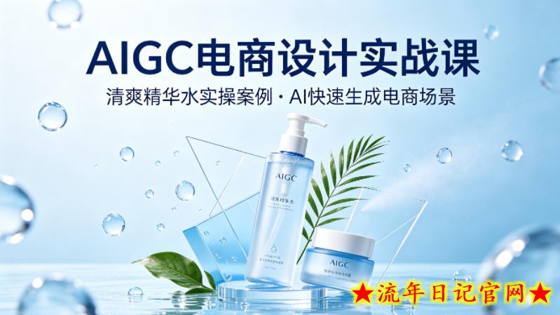 AIGC电商设计实战课，以清爽精华水为实操案例，教你用AI快速生成电商场景