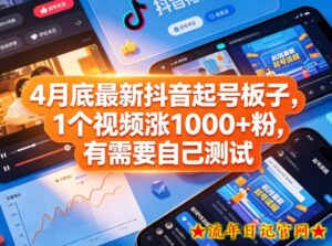 4月底最新抖音起号板子，1个视频涨1000+粉，有需要自己测试-流年日记