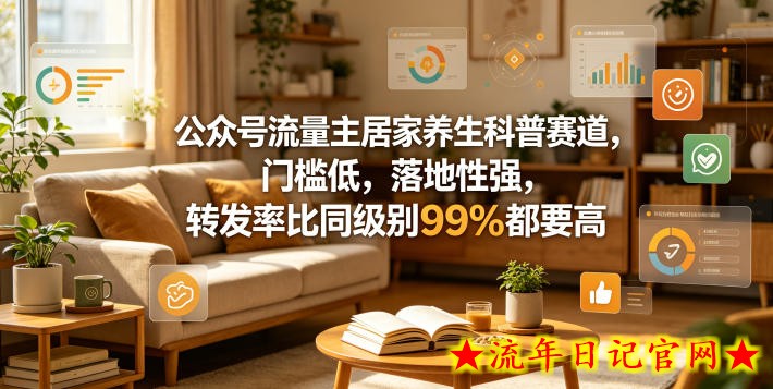 公众号流量主居家养生科普赛道，门槛低，落地性强，转发率比同级别99％都要高