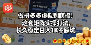 做拼多多虚拟别瞎搞！这套矩阵实操打法，长久稳定日入1K不踩坑【揭秘】-流年日记