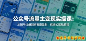 公众号流量主变现实操课：从账号注册到多赛道盈利，保姆式落地教程-流年日记