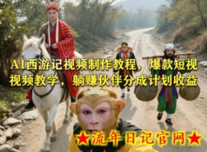 AI西游记视频制作教程，爆款短视频教学，躺賺伙伴分成计划收益-流年日记