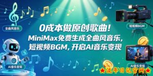 0成本做原创歌曲！MiniMax免费生成全曲风音乐，短视频BGM，开启AI音乐变现-流年日记