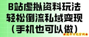 B站虚拟资料玩法，轻松倒流私域变现，一部手机就可以做-流年日记