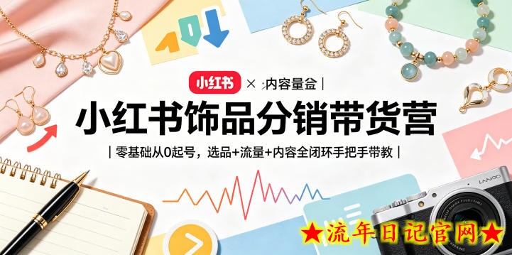 小红书饰品分销带货营｜零基础从0起号，选品+流量+内容全闭环手把手带教