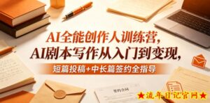 AI全能创作人训练营，AI剧本写作从入门到变现，短篇投稿+中长篇签约全指导-流年日记