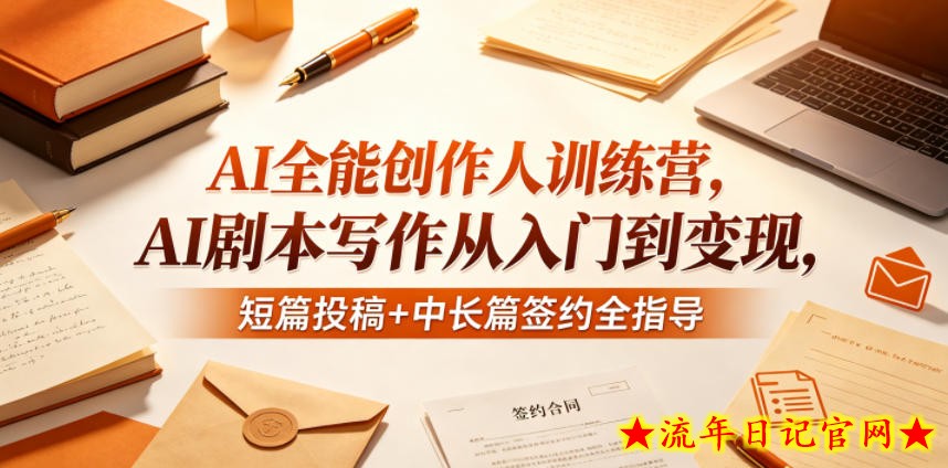 AI全能创作人训练营，AI剧本写作从入门到变现，短篇投稿+中长篇签约全指导
