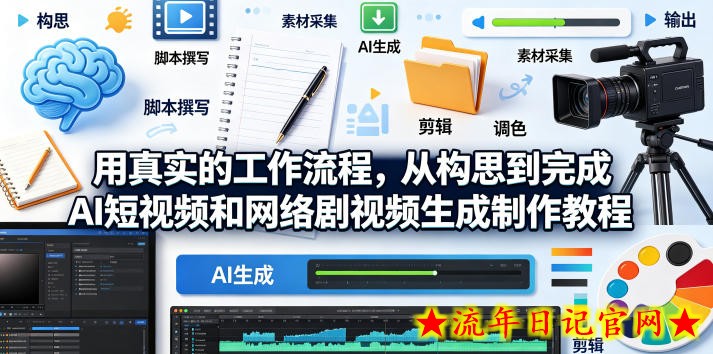 用真实的工作流程，从构思到完成AI短视频和网络剧视频生成制作教程-中英字幕