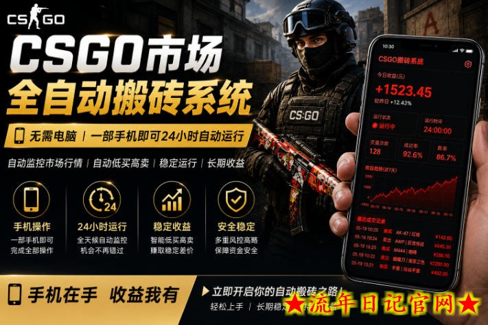 24小时自动监控CS饰品市场，手机即可完成全部操作实现自动搬砖盈利，日入300+【揭秘】