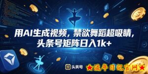 用AI生成视频，禁欲舞蹈超吸睛，头条号矩阵日入1k+-流年日记