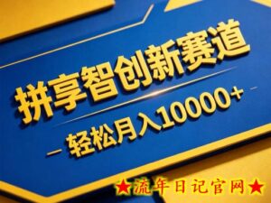 拼享智创新赛道，轻松月入1W+，门槛极低、收益稳定、可长期放大的轻资产项目【揭秘】-流年日记