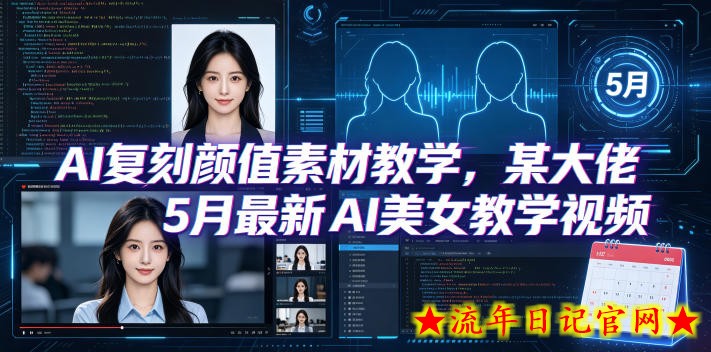 AI复刻颜值素材教学，某大佬5月最新AI美女教学视频，内含4月好物复刻教学