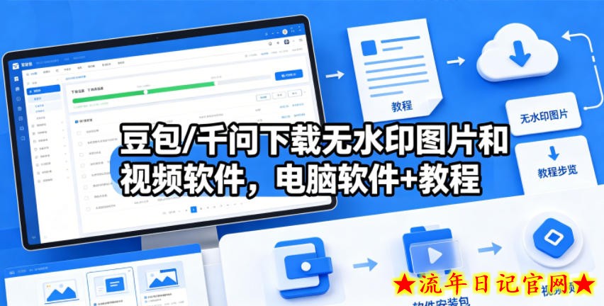 豆包/千问下载无水印图片和视频软件，电脑软件+教程