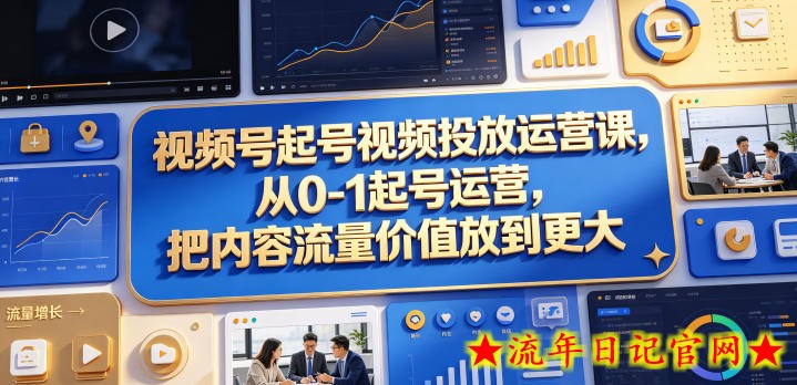 视频号起号视频投放运营课，从0-1起号运营，把内容流量价值放到更大