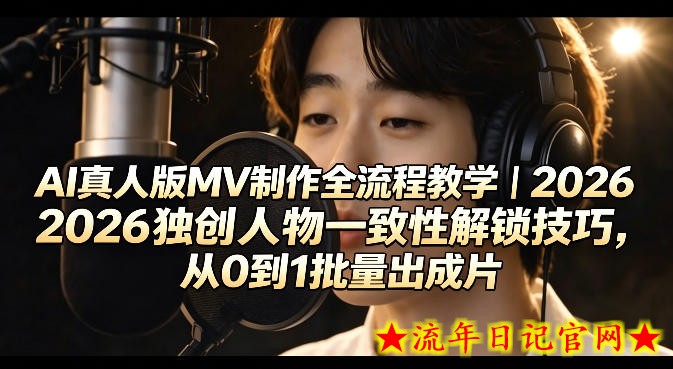 AI真人版MV制作全流程教学｜2026独创人物一致性解锁技巧，从0到1批量出成片
