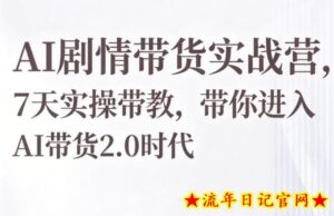 AI剧情带货实战营，7天实操带教，带你进入AI带货2.0时代-流年日记