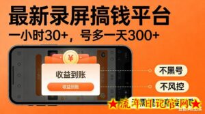 最新录屏搞钱平台！无需复杂操作，简单录屏就能賺米，一小时稳入30+，多号操作一天轻松突破300+【揭秘】-流年日记