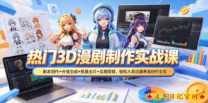 热门3D漫剧制作实战课，剧本创作+分镜生成+批量出片+后期剪辑，轻松入局流量赛道创作变现-流年日记