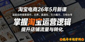 淘宝电商26年5月新课，涵盖自然搜索操作、无界、直通车、引力魔方、万相台等，掌握淘宝运营逻辑，提升店铺流量与转化-流年日记