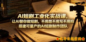 AI短剧工业化实战课，让AI替你做短剧，不用想不用写不用拍，搭建可量产的AI短剧制作团队-流年日记