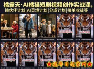 橘霸天·AI橘猫短剧视频创作实战课,撸伙伴计划|AI灵境计划|分成计划|接单收徒等-流年日记