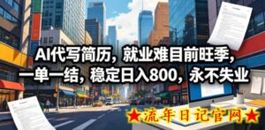 AI代写简历,就业难目前旺季,一单一结,稳定日入800,永不失业-流年日记