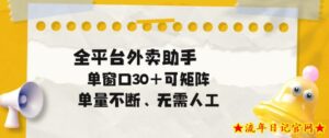 单量不断，全平台外卖自动助手，单窗口30+可矩阵操作【揭秘】-流年日记