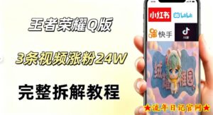 视频号分成计划新玩法，Q版王者英雄新玩法3条视频，涨粉26W，开启AI变现新路径-流年日记