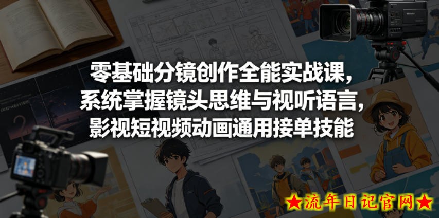 零基础分镜创作全能实战课，系统掌握镜头思维与视听语言，影视短视频动画通用接单技能