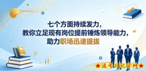 付费文章：七个方面持续发力，教你立足现有岗位提前锤炼领导能力，助力职场迅速提拔-流年日记