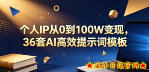 个人IP从0到100W变现，36套AI高效提示词模板【文档】-流年日记