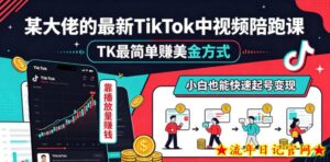 某大佬的最新TikTok中视频陪跑课，TK最简单賺美金方式，靠播放量賺钱，小白也能快速起号变现-流年日记