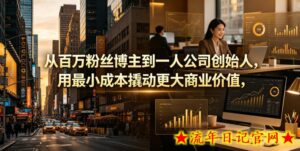 从百万粉丝博主到一人公司创始人，用最小成本撬动更大商业价值-流年日记