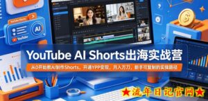 YouTube AI Shorts出海实战营，从0开始教AI制作Shorts，开通YPP变现，月入万刀，新手可复制的实操路径-流年日记