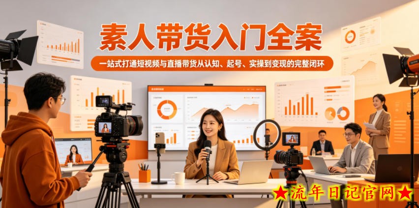 素人带货入门全案，一站式打通短视频与直播带货从认知、起号、实操到变现的完整闭环