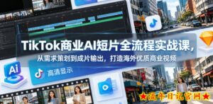 TikTok商业AI短片全流程实战课,从需求策划到成片输出,打造海外优质商业视频-流年日记