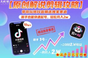 【原创解说剪辑攻略】带你玩转抖音精选独家赛道,新手也能快速起号,轻松月入2w(完结)-流年日记