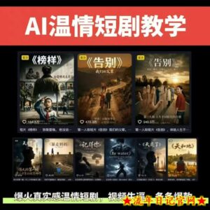 抖音58W粉丝博主的AI温情短剧玩法,条条爆款,伙伴计划+精选独家收益,商单收徒等(更新6月)-流年日记