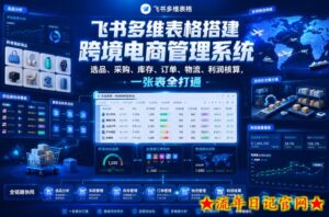 飞书多维表格搭建跨境电商管理系统，选品、采购、库存、订单、物流、利润核算，一张表全打通-流年日记