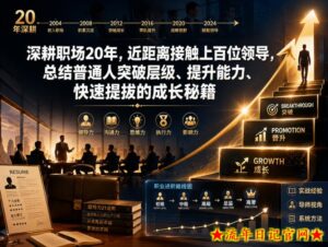 付费文章:深耕职场20年,近距离接触上百位领导,总结普通人突破层级、提升能力、快速提拔的成长秘籍(全网独家干货)-流年日记